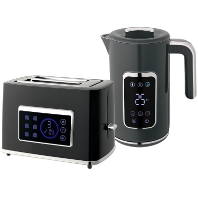 HOMCOM Touch Screen Kettle & Toaster Set Grey