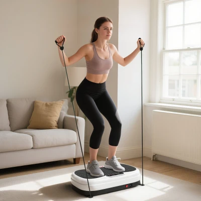 SPORTNOW Plataforma Vibratoria con 50 Velocidades 3 Programas Pantalla LED Mando a Distancia Bandas Elásticas Ejercicio en Casa