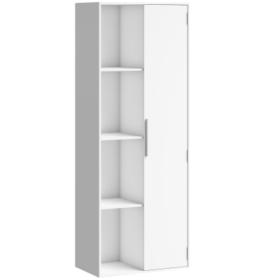 HOMCOM Estantería de 4 niveles con baldas ajustables, estante con armario y puertas para salón, despacho, Blanco