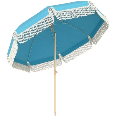 Outsunny Beach Parasol 30° Tilt Adjustable Grey 1.7m