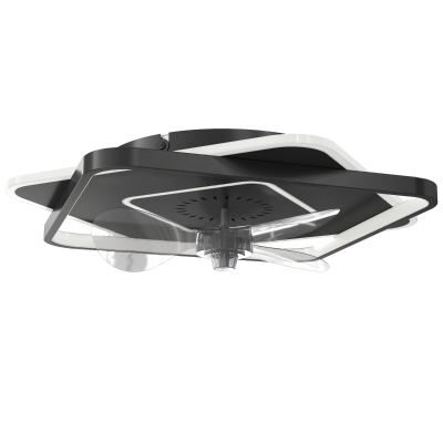 HOMCOM Ventilatore da soffitto con luce 53cm x 53cm x 12,5cm Nero