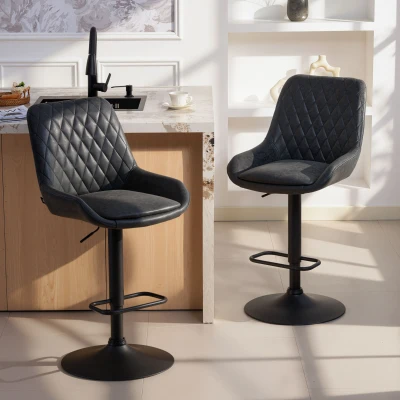 HOMCOM Faux Leather Bar Stools Set of 2 - Black