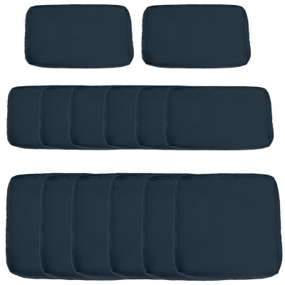 Outsunny Set of 14 Replacement Cushion Covers for Garden Lounge - 6 Seat Cushion Covers, 8 Back Cushion Covers, Blue