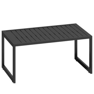 Outsunny Outdoor coffee table with slatted top, aluminum frame, for balcony, patio, terrace, 90 x 50 x 42 cm, Black