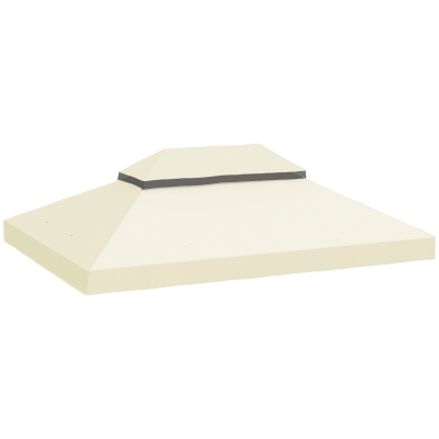 Outsunny Gazebo Canopy Replacement, 2-Tier UPF30+ Protection, Drainage Holes, 4 x 3 m, cream