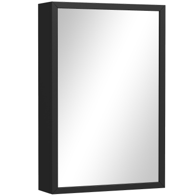 kleankin Wall-Mounted Bathroom Cabinet with Mirror Black 40x12x60cm
