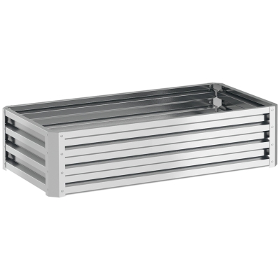 Outsunny Raised Beds for Garden, Galvanized Outdoor Planters, for Herbs and Vegetables, Use for Patio, Backyard, Balcony, Silver