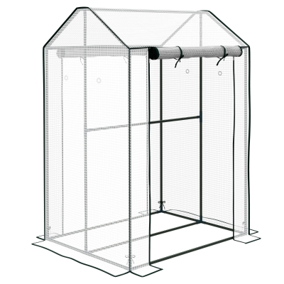 Outsunny Green House, Mini Greenhouse with 2 Roll-up Doors, Vent Holes and Reinforced Cover, 100 x 80 x 150cm