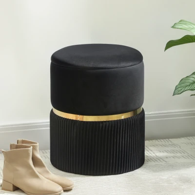 HOMCOM Velvet Storage Ottoman Black