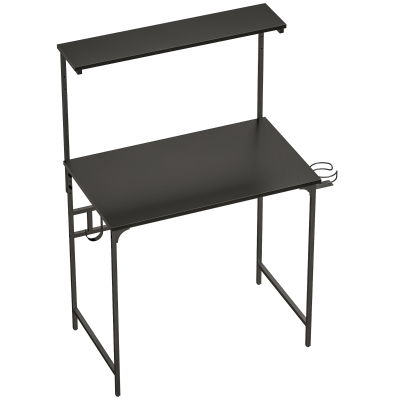 HOMCOM Computer Desk 80cm with Hutch Shelf Black