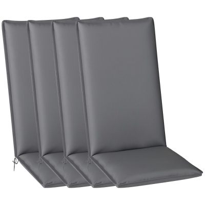 Outsunny Set of 4 outdoor chair cushions with ties and adjustable strap, fade-resistant UPF50+, 124x50x5cm, gray