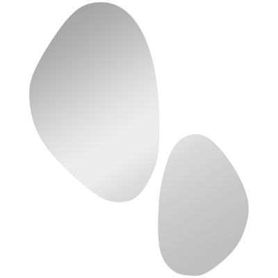 HOMCOM Set of 2 Wall Mirrors Pebble-Shaped Gold