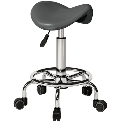 HOMCOM Rolling Saddle Stool for Salon and Spa, Grey