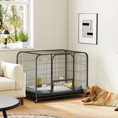 PawHut Heavy Duty Dog Crate Large Metal Cage 116x77x88cm