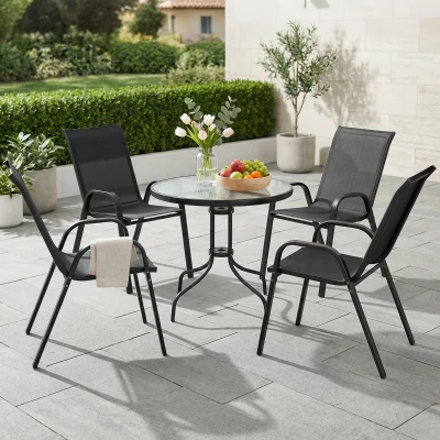 Garden Table and Chairs 80 x 80 x 71 cm Black