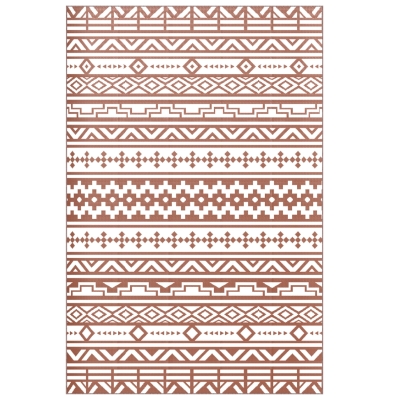 Outsunny Reversible Outdoor Mat 1.8 x 2.7 m, PP floor mat with geometric wall pattern, carry bag, red and white