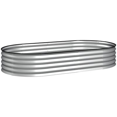 Outsunny Galvanized Steel Raised Planter Garden Bed Rubber Edge 181 x 93 x 30 cm Silver