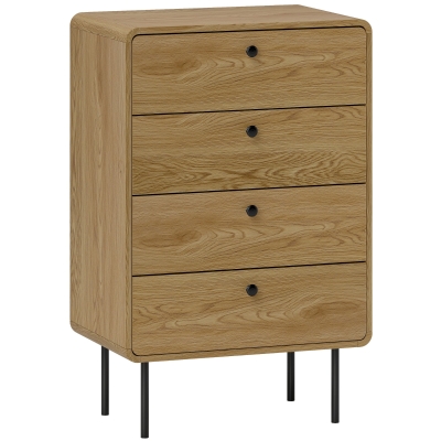HOMCOM Modern Chest of Drawers 4-Drawer Oak