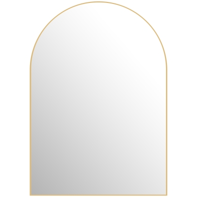 HOMCOM Arched wall mirror bathroom mirror with aluminum alloy frame for bedroom living room entry 50 × 70 cm gold