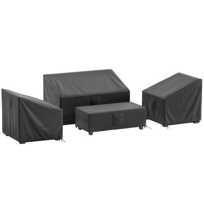 Huse pentru Mobilier Set 4 Piese Impermeabile, Negru