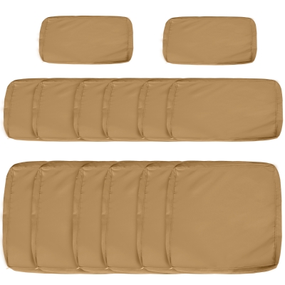 Outsunny Set of 14 Replacement Cushion Covers for Garden Sofa - 6 Seat Cushion Covers, 8 Back Cushion Covers - Brown