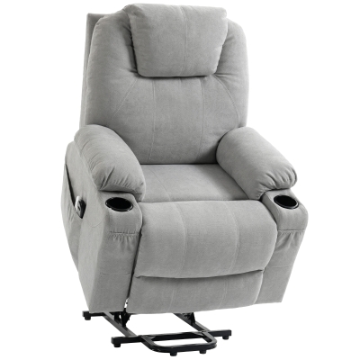 HOMCOM Power Lift Recliner Chair Pocket Spring Light Grey