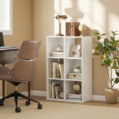 HOMCOM Industrial Bookshelf 6-Compartment Freestanding Unit