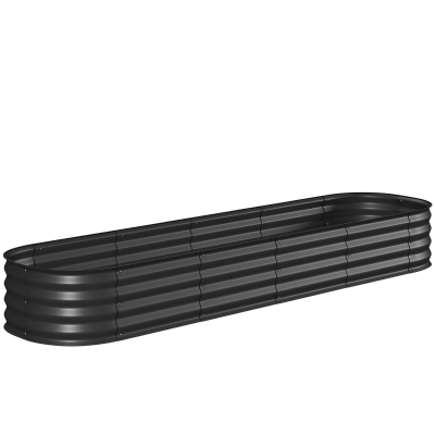 Outsunny Modular Steel Raised Garden Bed Square Planter for Vegetables, Plants, Flowers, dim. 240 x 62 x 30 cm