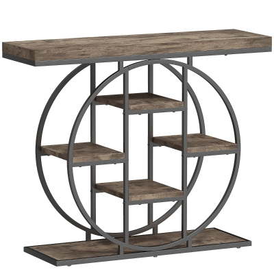 HOMCOM Industrial Console Table with Storage Rustic Brown