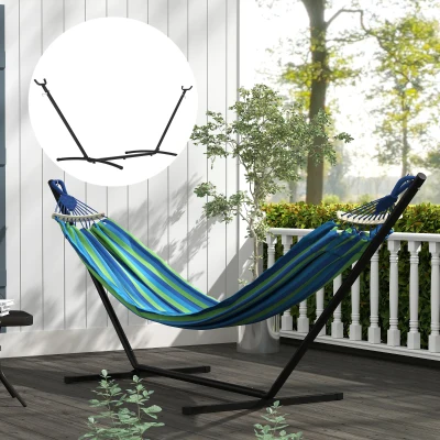 Outsunny Suporte Ajustável para Camas de Rede Universal Estrutura de Ferro Carga Até 120kg Pé para Cama de Rede 280x120x110cm Preto