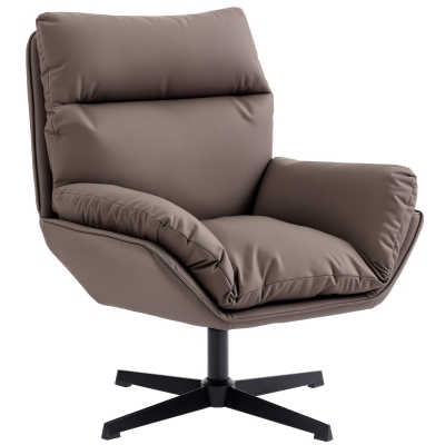 HOMCOM Swivel Accent Chair Padded Cushion Dark Brown