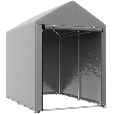 Outsunny Abrigo para Ferramentas Bicicletas e Motos 1,2x1,8x1,65 m Garagem Portátil com 2 Habitações Cinza Claro