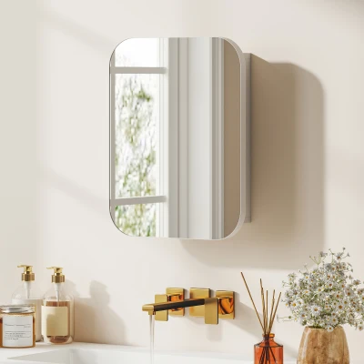 HOMCOM Bathroom Wall Cabinet with Mirror White