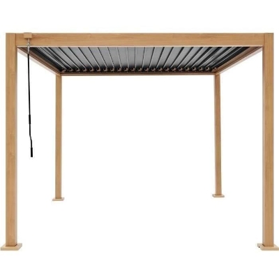 Pergola bioclimatique GAYA - Structure en aluminium et en acier - l300 x P300 x H240 cm - Aspect Bois