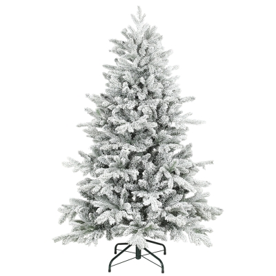 HOMCOM 5ft Flocked Christmas Tree Hinged Wide Shape