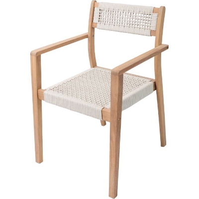 Lot de 2 fauteuils de jardin - ARAWA - Bois d'Acacia FSC - Empilable - Cordage tressé - 57 x 59 x 85 cm