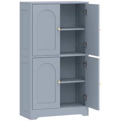HOMCOM Kitchen Storage Cabinet 4-Door Adjustable Shelves Grey