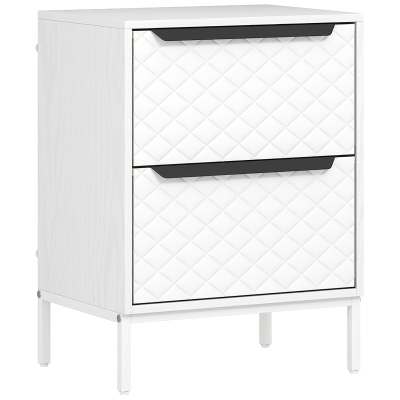 HOMCOM Chest of Drawers 2-Fabric Aluminium Handles White