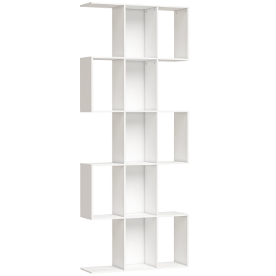 HOMCOM Estante de 5 Níveis Estante de Livros Estreita Estante em Forma de S 80x24x200 cm Branco com Efeito Madeira