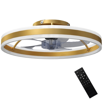 HOMCOM Ceiling Fan LED Light Remote 50cm Gold Tone