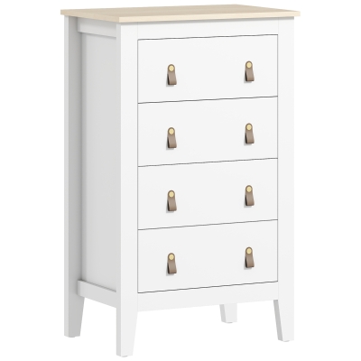 HOMCOM Modern 4-Drawer Dresser Cabinet White