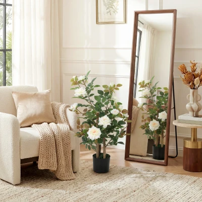 HOMCOM Artificial Rose Tree 90cm 344 Leaves 17 Flowers White