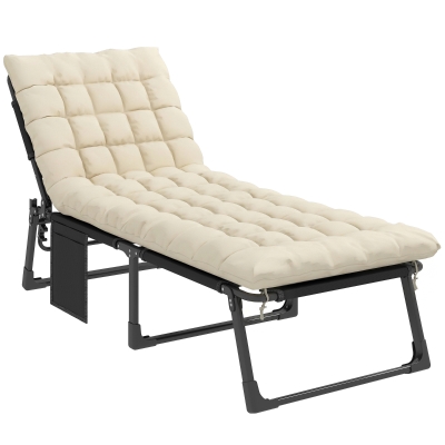 Outsunny Lettino prendisole 190cm x 68cm x 34cm Bianco crema