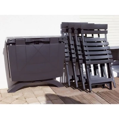 Chaise pliante Miami - GRILL ME - Anthracite - Résistante aux intempéries et facile a ranger