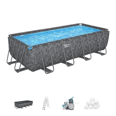 Kit Piscine hors sol tubulaire BESTWAY - APX 365 - 549 x 274 x 132 cm - Rectangulaire (Filtre a sable, 250g polysphere, échelle, bâc