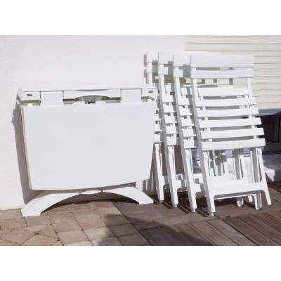 Chaise pliante Miami - GROSFILLEX - Blanc - Résistante aux intempéries et peu encombrante