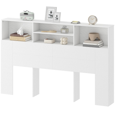 HOMCOM Tête de Lit Blanc avec Rangements 4 Compartiments 160 cm