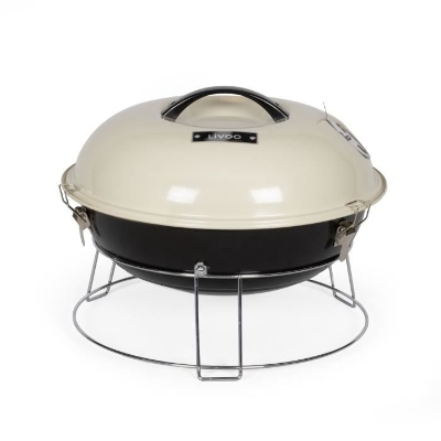 Barbecue a charbon portable - LIVOO - DOC301 - ø34 cm - Grille chromé - Hauteur 18 cm - Poignées - Loquets de sécurité