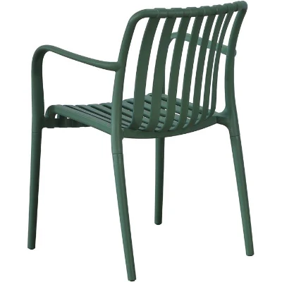 Lot de 4 fauteuils de jardin - SOLARIA - Empilables - Polypropylene renforcé - 55 x 58 x 81 cm - Vert