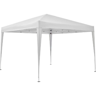 Tonnelle de jardin pliante - Cadre blanc et toile écru - 3 x 3 m - Sac de transport